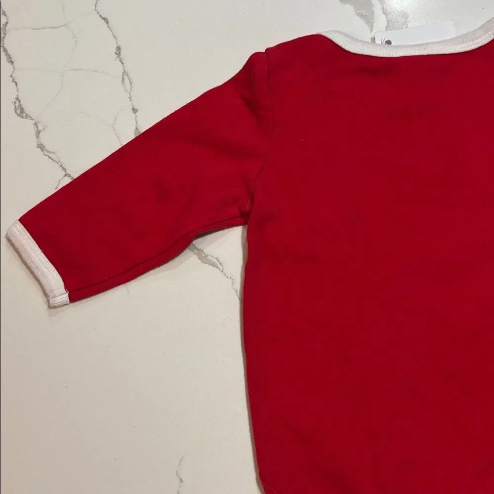 SANTA BABY Red Long Sleeve Infant Christmas Holiday One Piece 6-9M